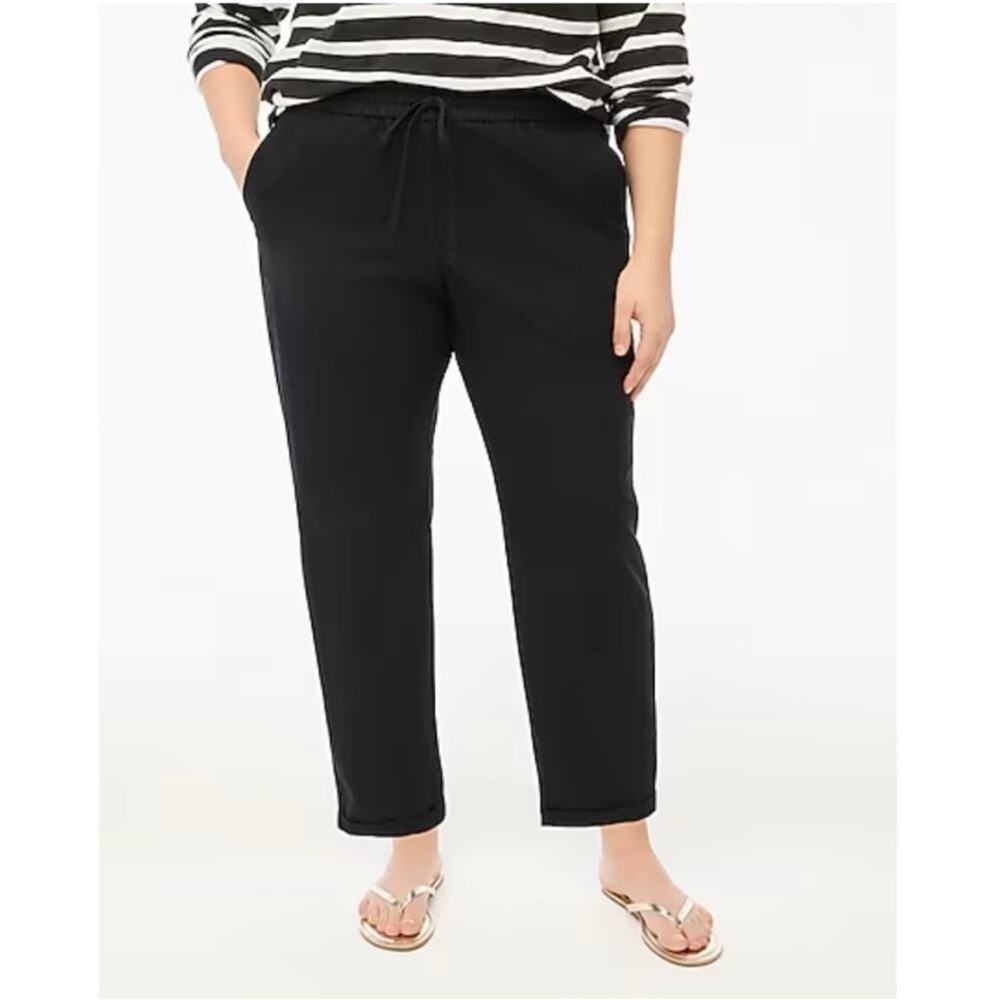 J Crew Linen Pull On Pants Black Size 10